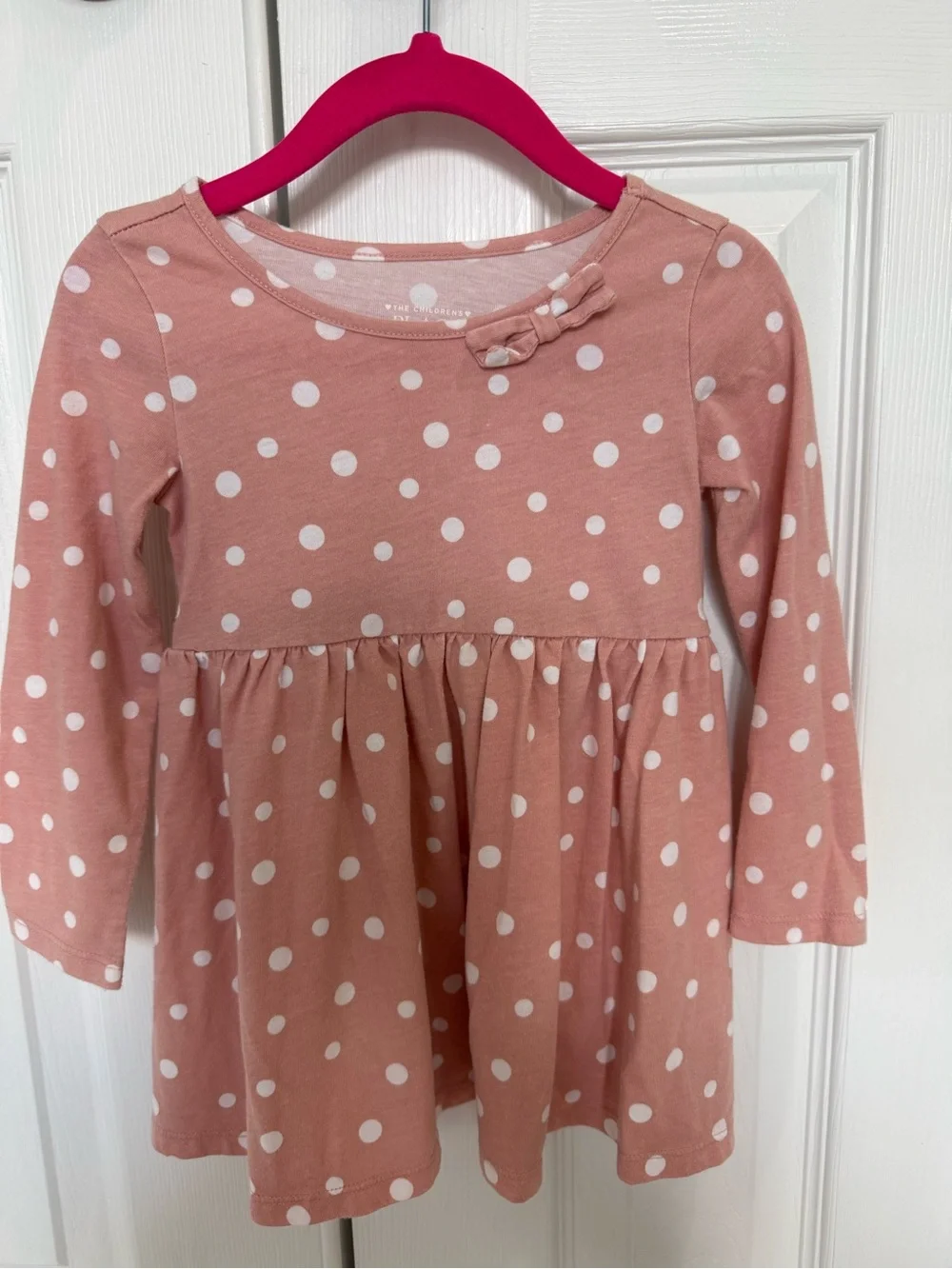 The Children's Place Pink Polka Dot Long Sleeve Dress